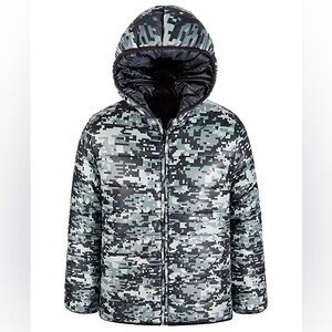 New - Epic Threads Boys Camo to Solid Reversible Hooded Puffer Jacket